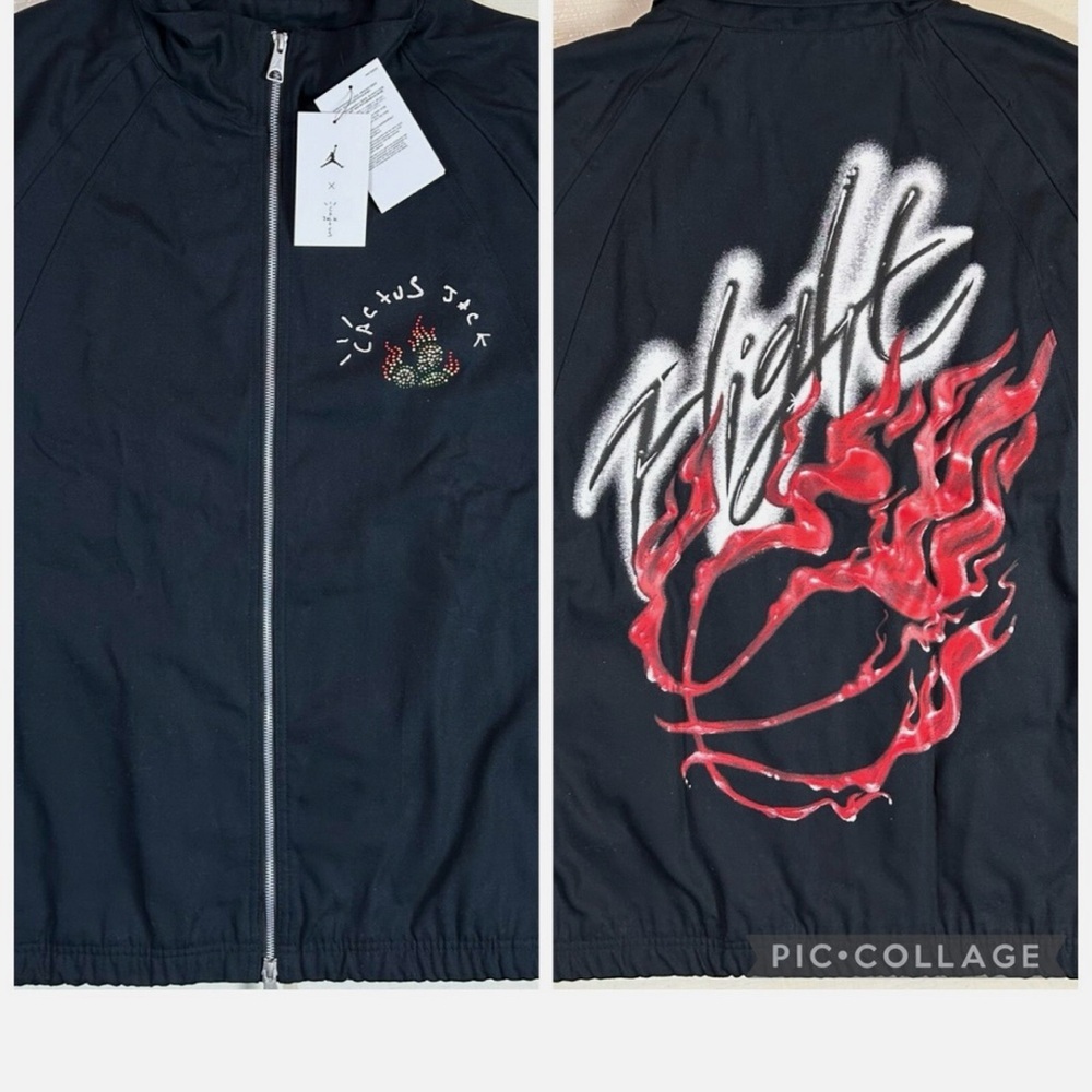 Air Jordan x Travis Scott Cactus Jack Men Size XXL Black Graphic Jacket NWT